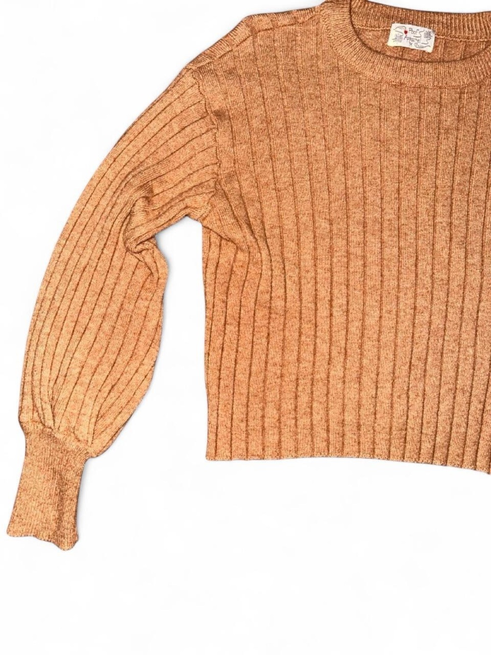 Poof! Ribbed Crewneck Sweater in Caramel - Picture 2 of 3